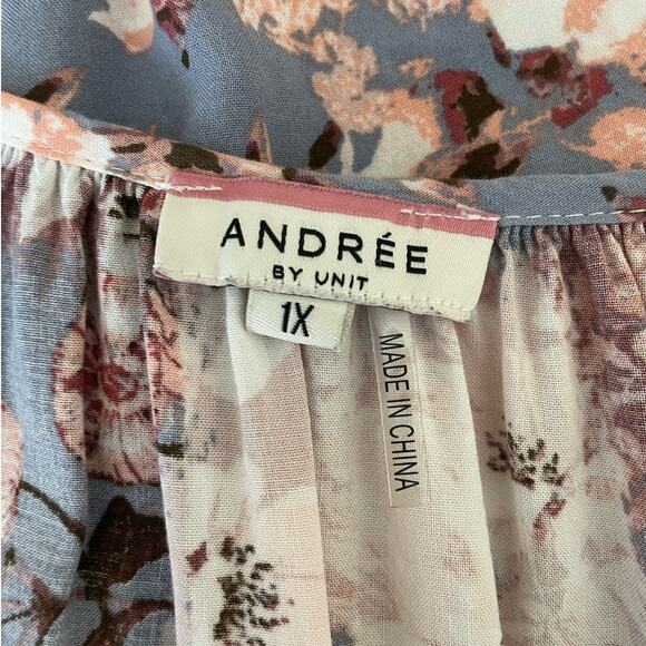 Andree by Unit Women Tunic Top 1X Multicolor Floral Grandma Cottage Boho Hippie - Picture 2 of 9
